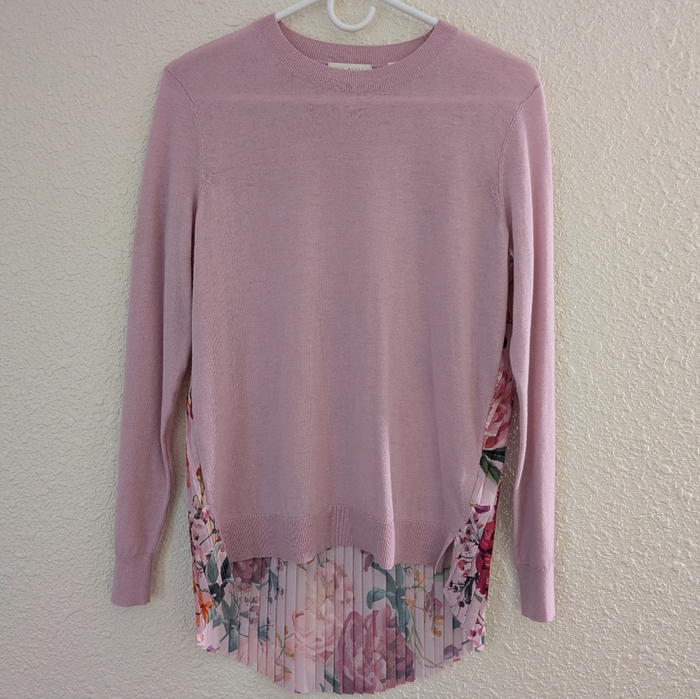 Ted Baker Pink Sweater with Floral Back Size 1